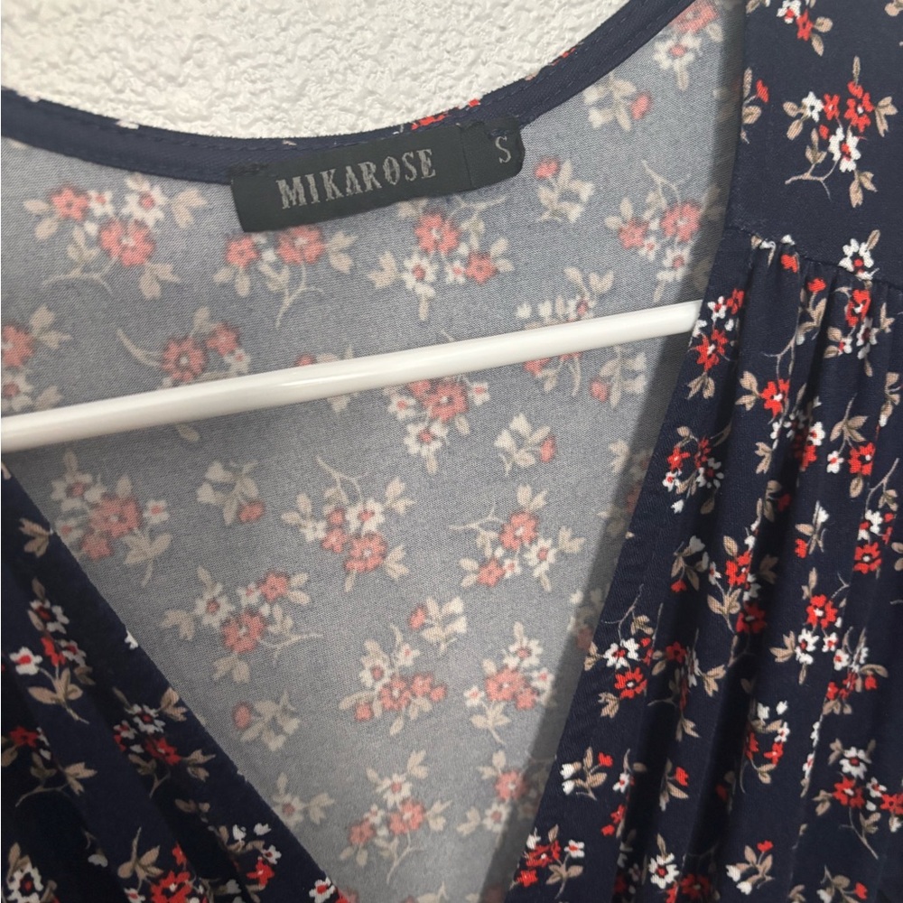 Mikarose Navy Floral Midi Dress - Picture 2 of 3